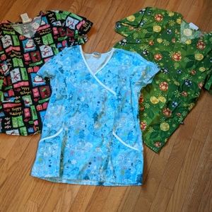3 holiday scrub tops